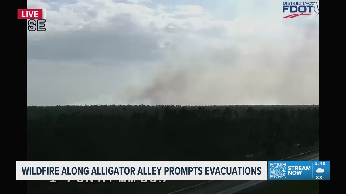 1,600-acre wildfire along Alligator Alley continues to burn, as fire ...