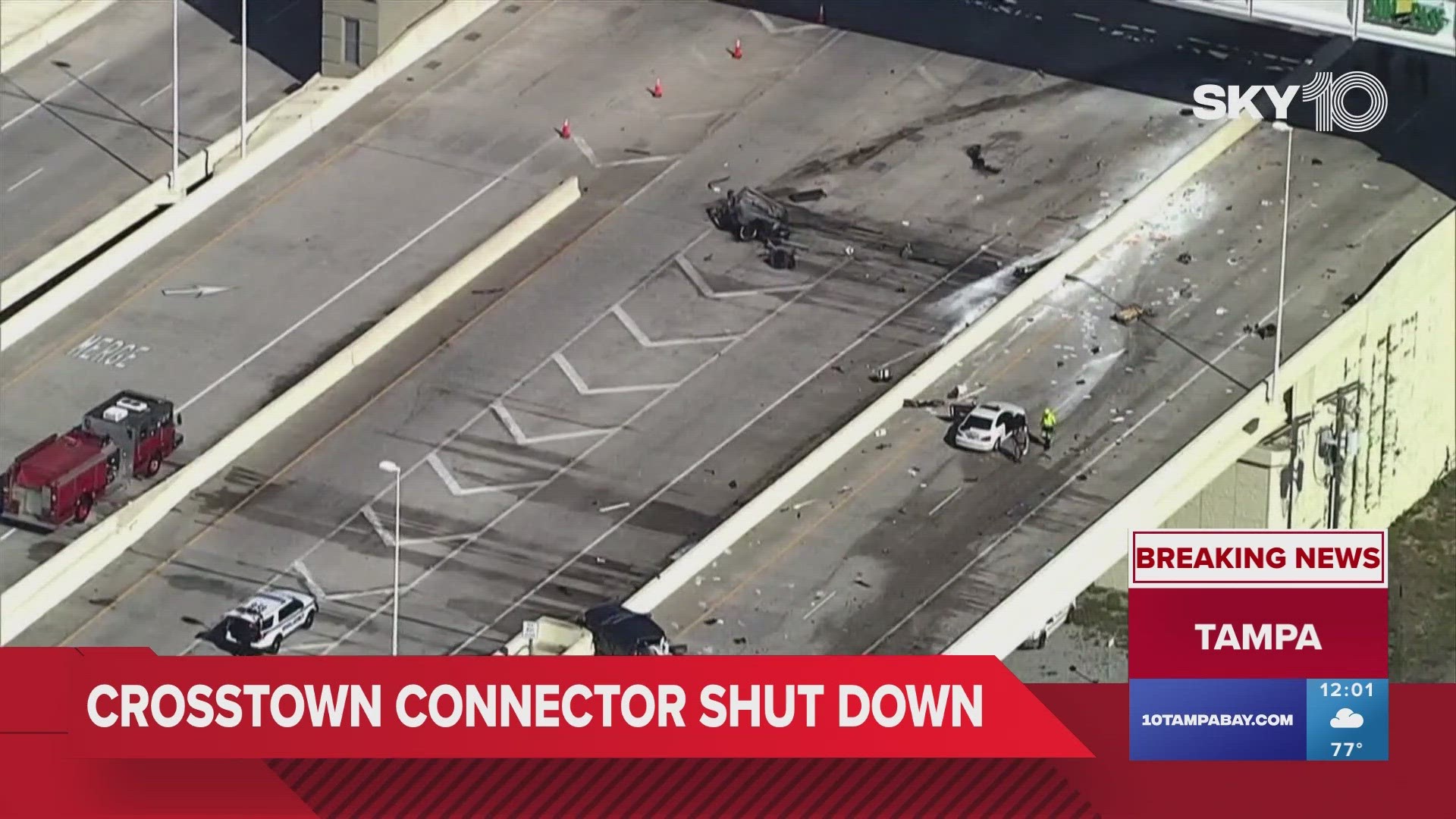 Fiery crash shuts down Selmon Crosstown Connector near I-4