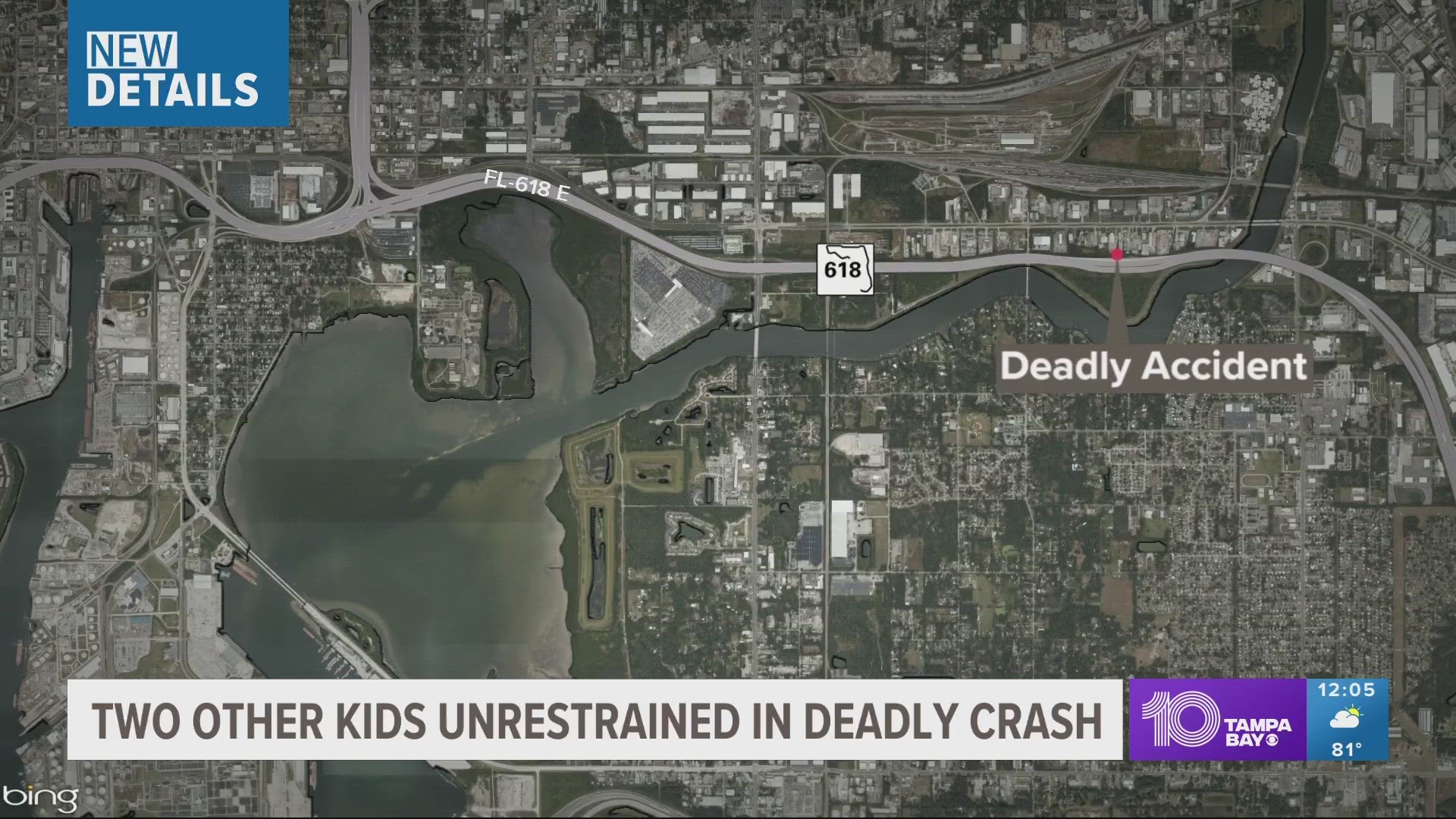 The 1-year-old reportedly wasn't restrained in the car at the time of the crash. The driver of the car was seriously hurt.