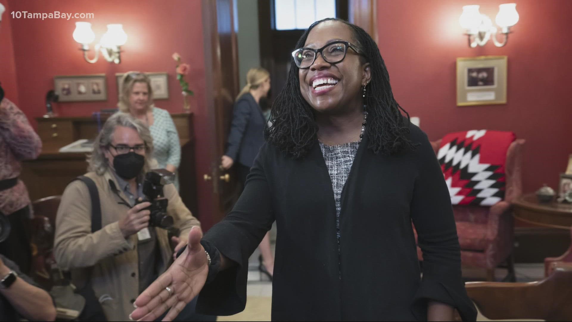 Ketanji Brown Jackson joined President Biden at the White House to watch the historic vote take place.