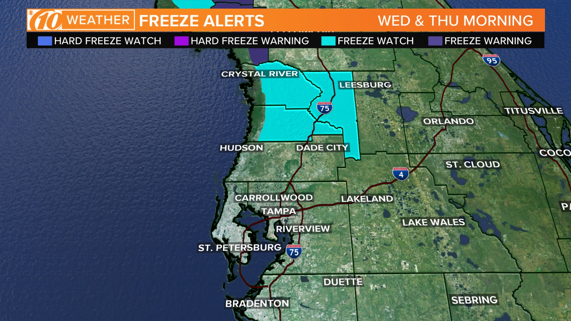Freeze watches issued for Citrus, Hernando counties the next 2 nights