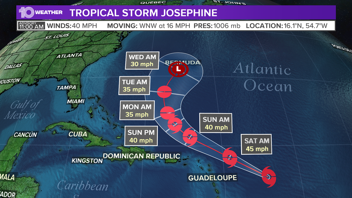 NASA finds wind shear affecting Tropical Storm Josephine | wtsp.com