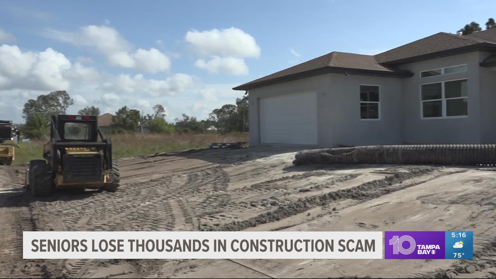 A couple paid a man to build homes that he never finished.