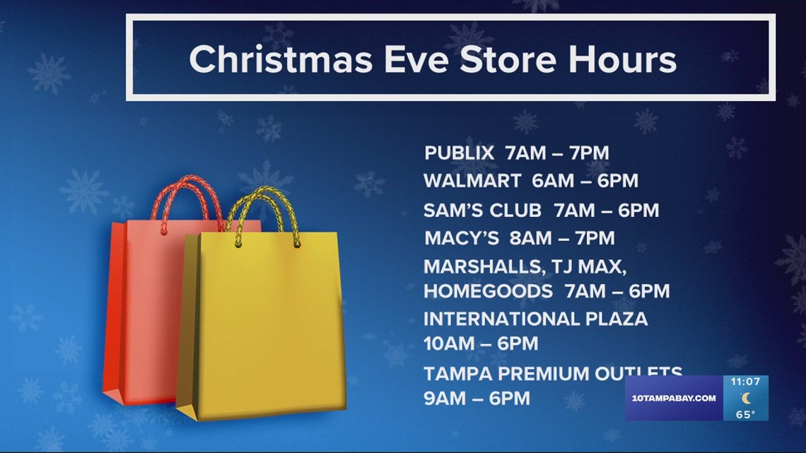 Christmas Eve store hours in Tampa Bay 2023