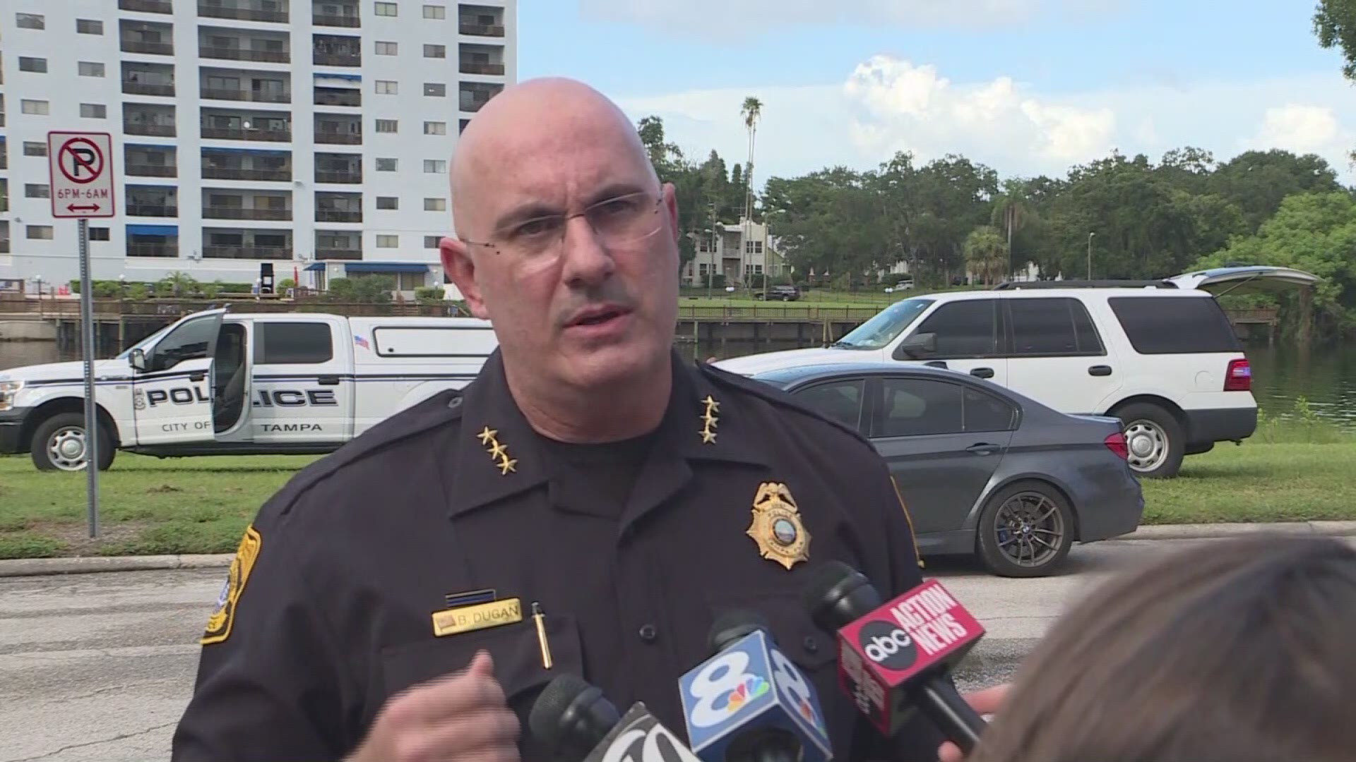 Chief Brian Dugan talks to reporters about a 4-year-old girl who died after her mother reportedly threw her into the Hillsborough River.
