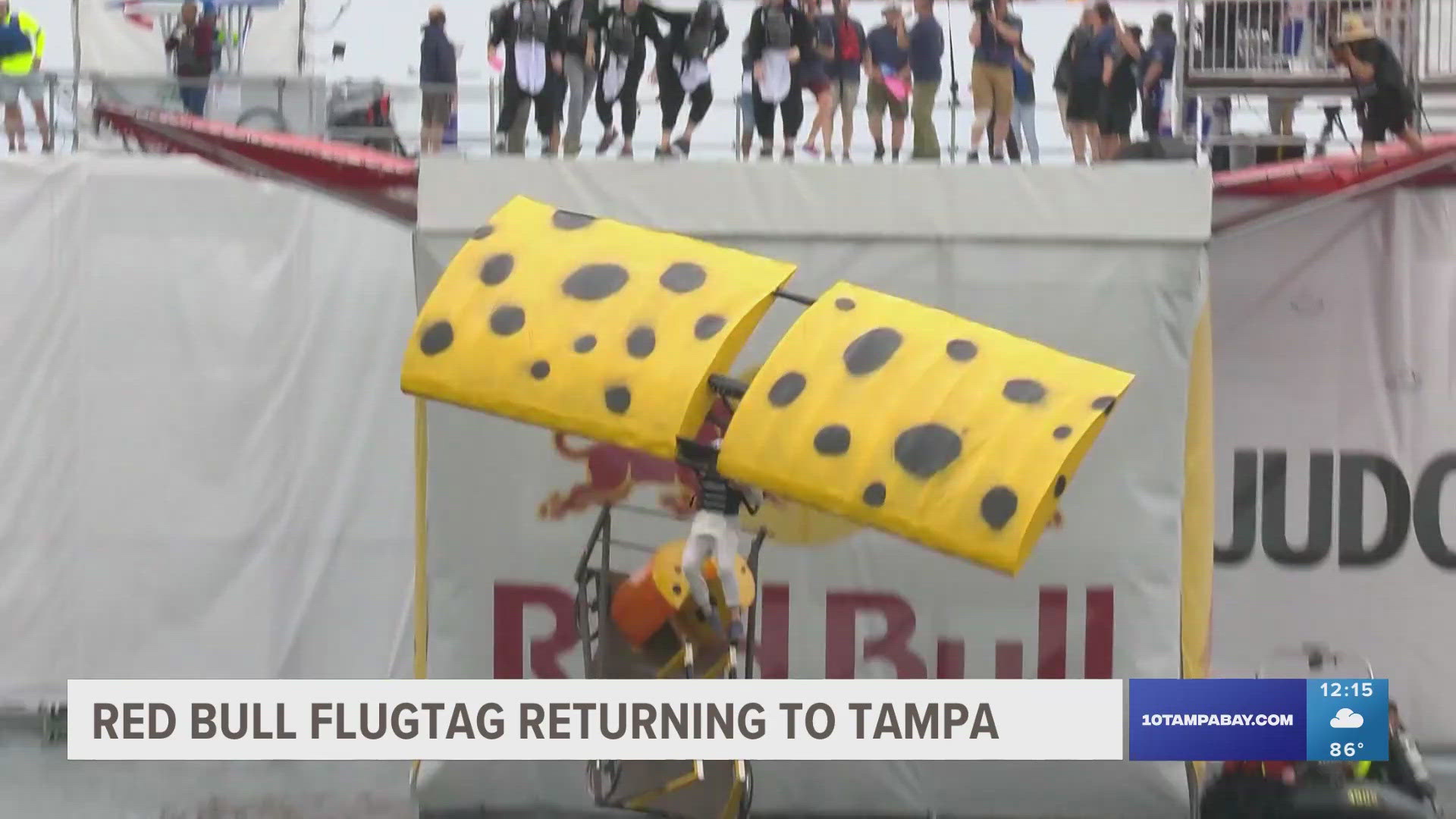 Competitors will "fly" off a 27-foot-tall deck on their homemade flying machines into the water in front of the Tampa Convention Center.