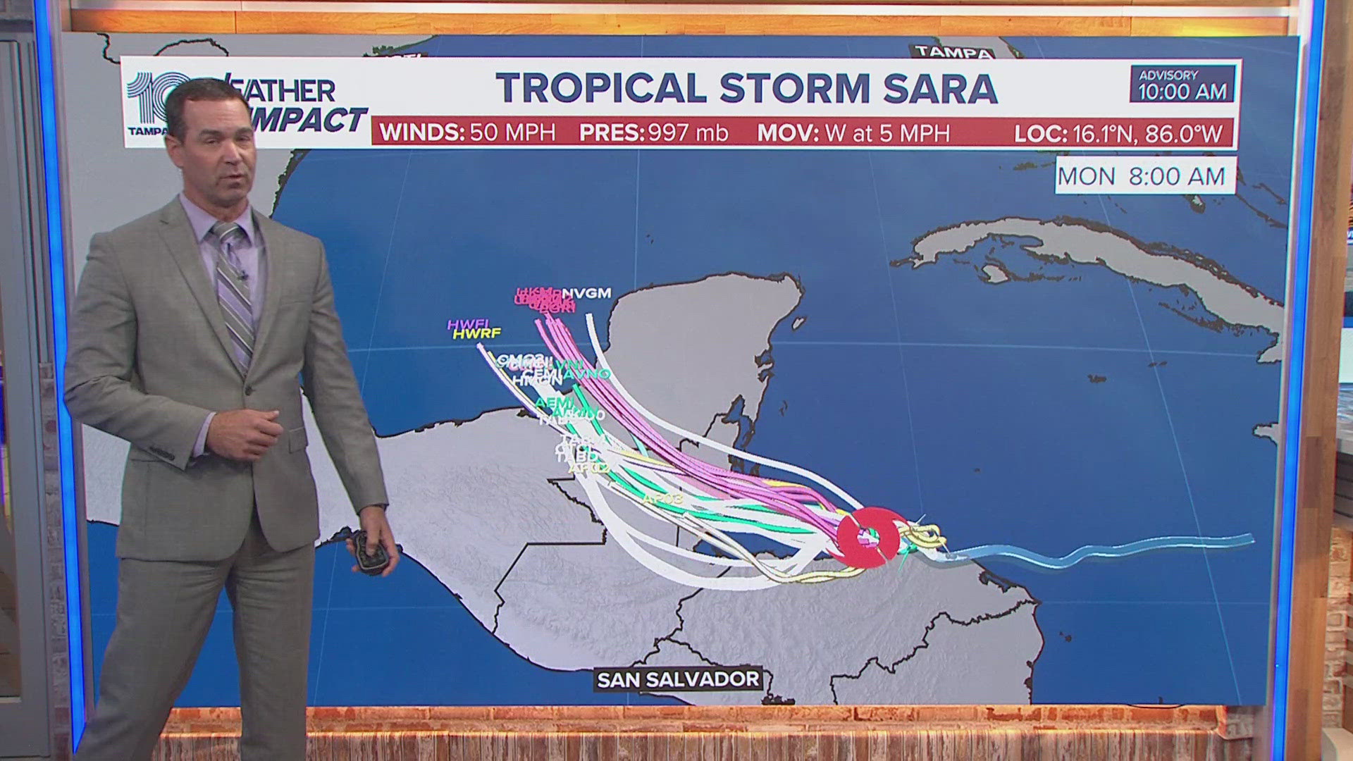 The system could bring showers and storms to the Tampa Bay area.