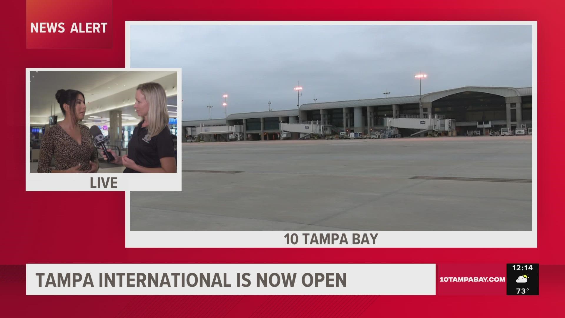 The Tampa International Airport (TPA) reopened at 10 a.m. on Friday after they announced they would close due to Hurricane Ian.