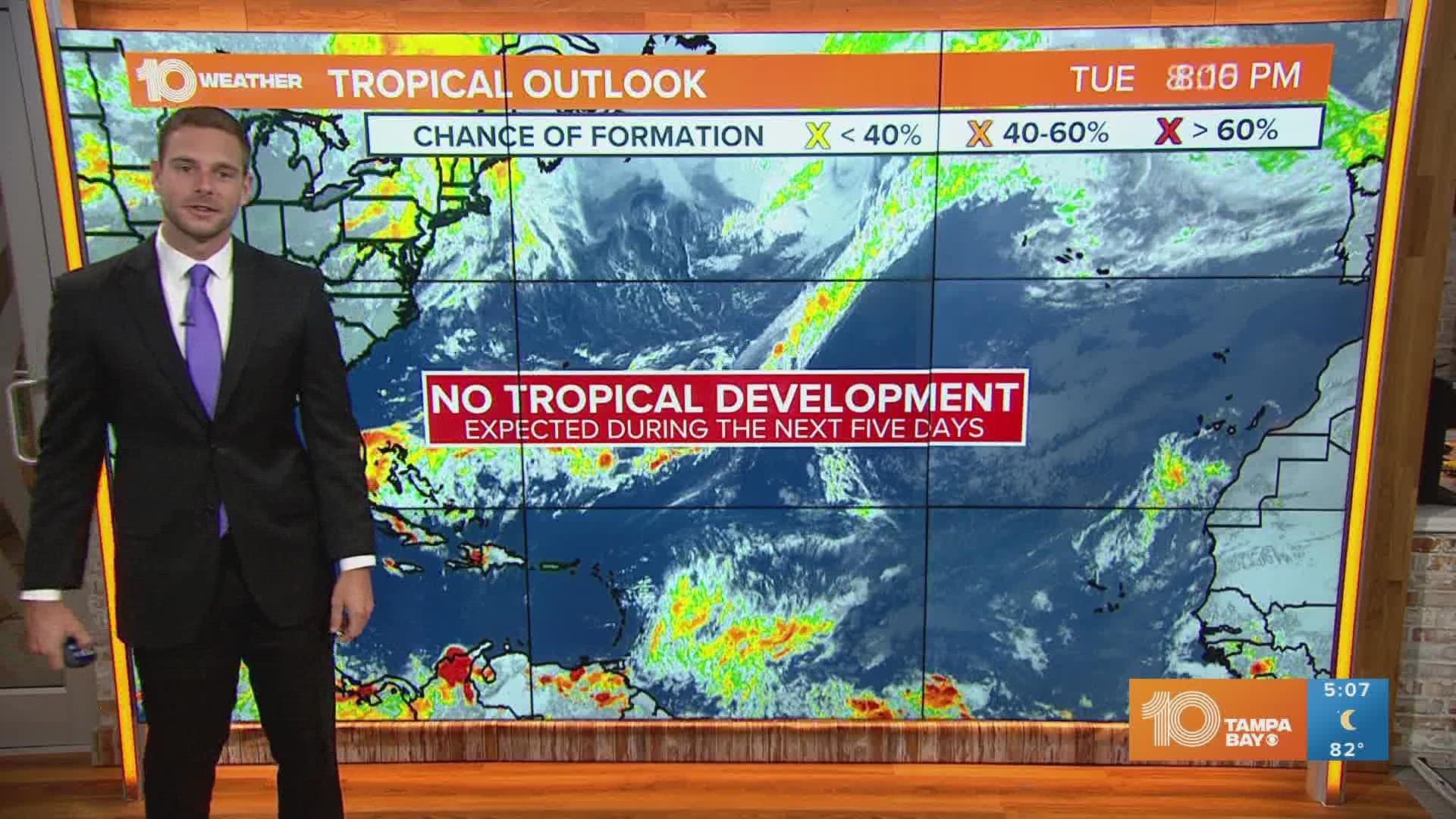 No development is expected over the next five days. And, Saharan dust could reach Florida this weekend, bringing some spectacular sunsets and sunrises.