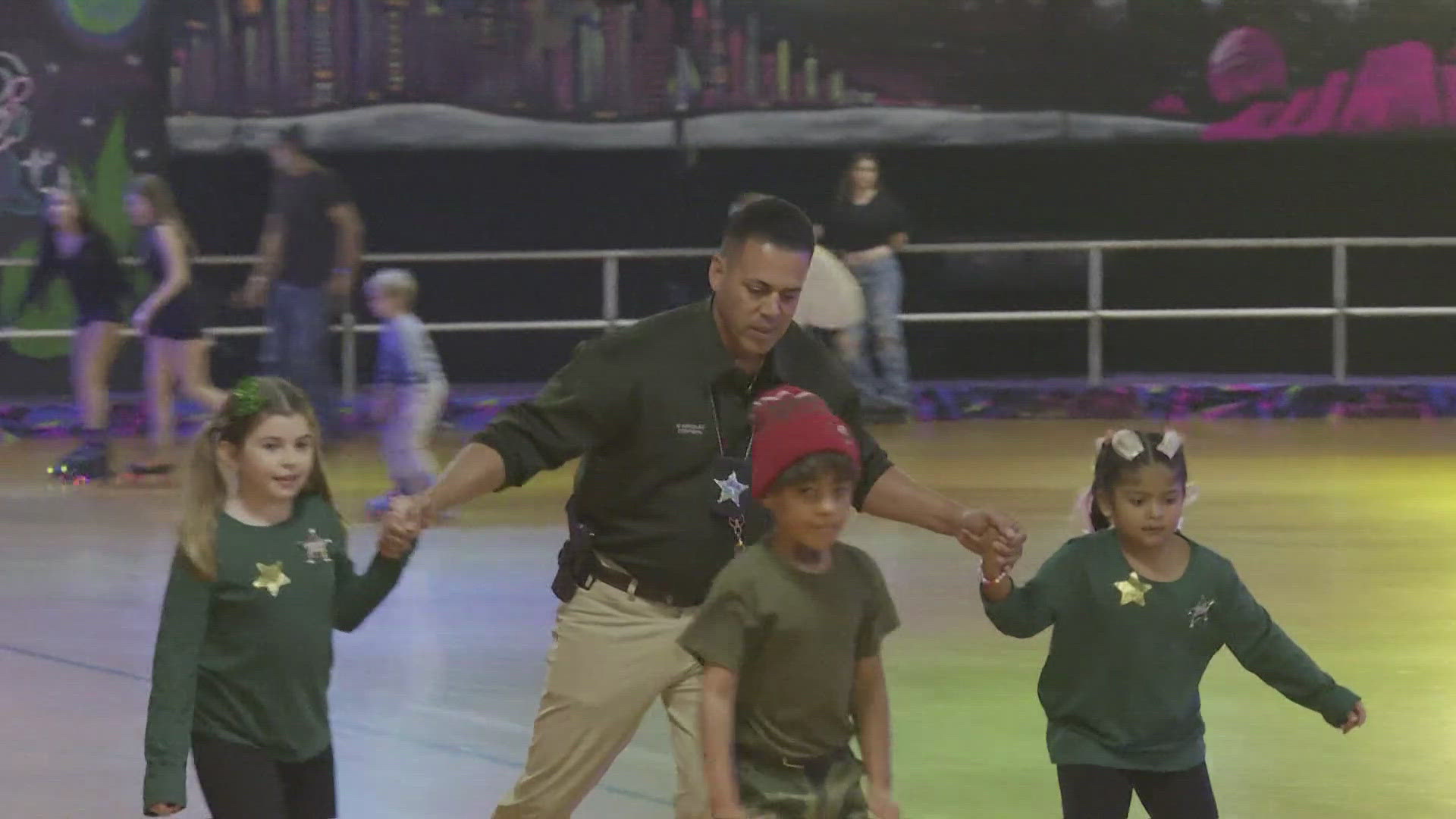 Dozens of families joined the deputies for fun at Brandon's Astro Skate, six months after a brawl had taken place at the same location.