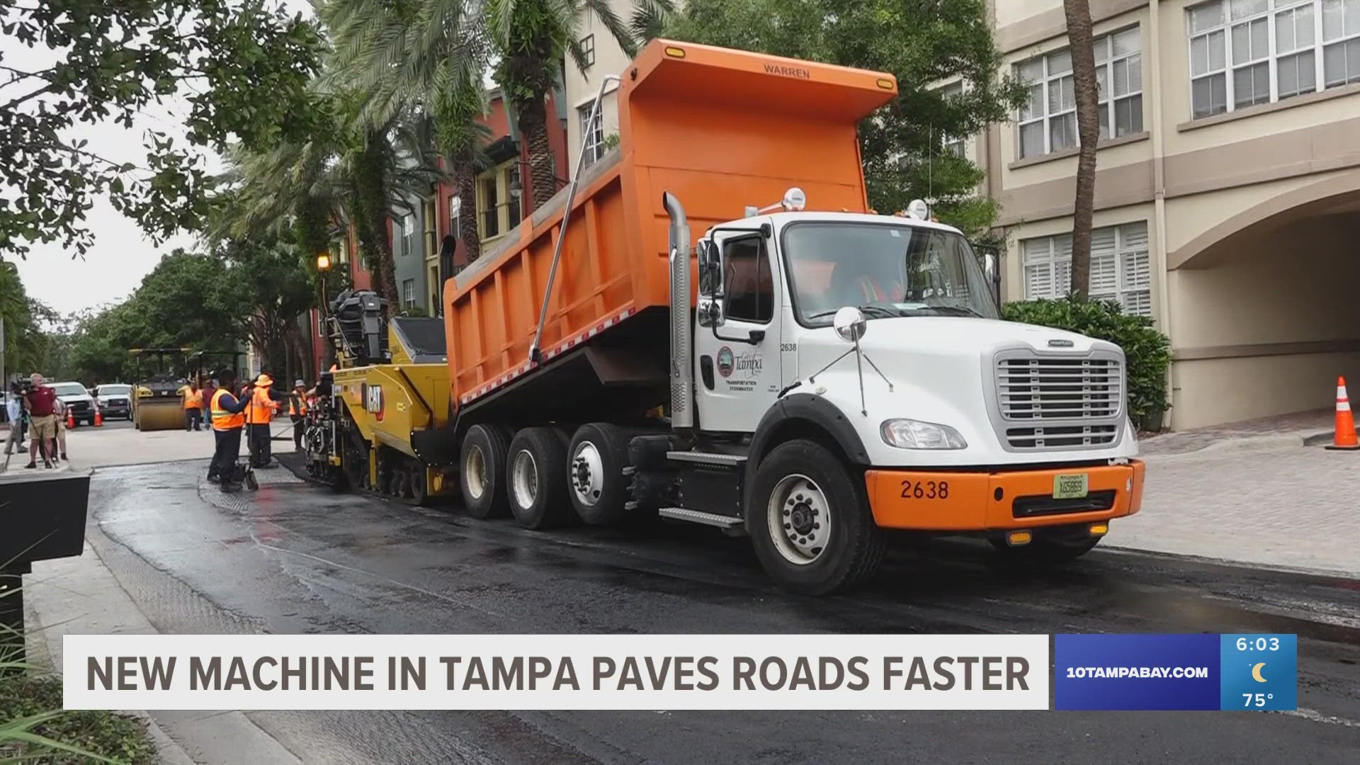 The City of Tampa is using a new paving machine to fix roads faster.