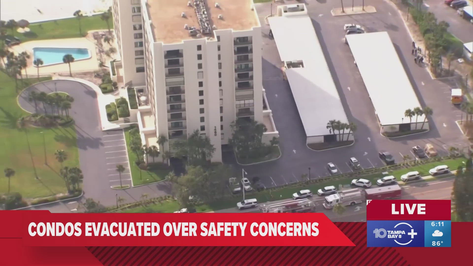 Clearwater police spokesperson Rob Shaw said construction workers first noticed a large crack in the building.  