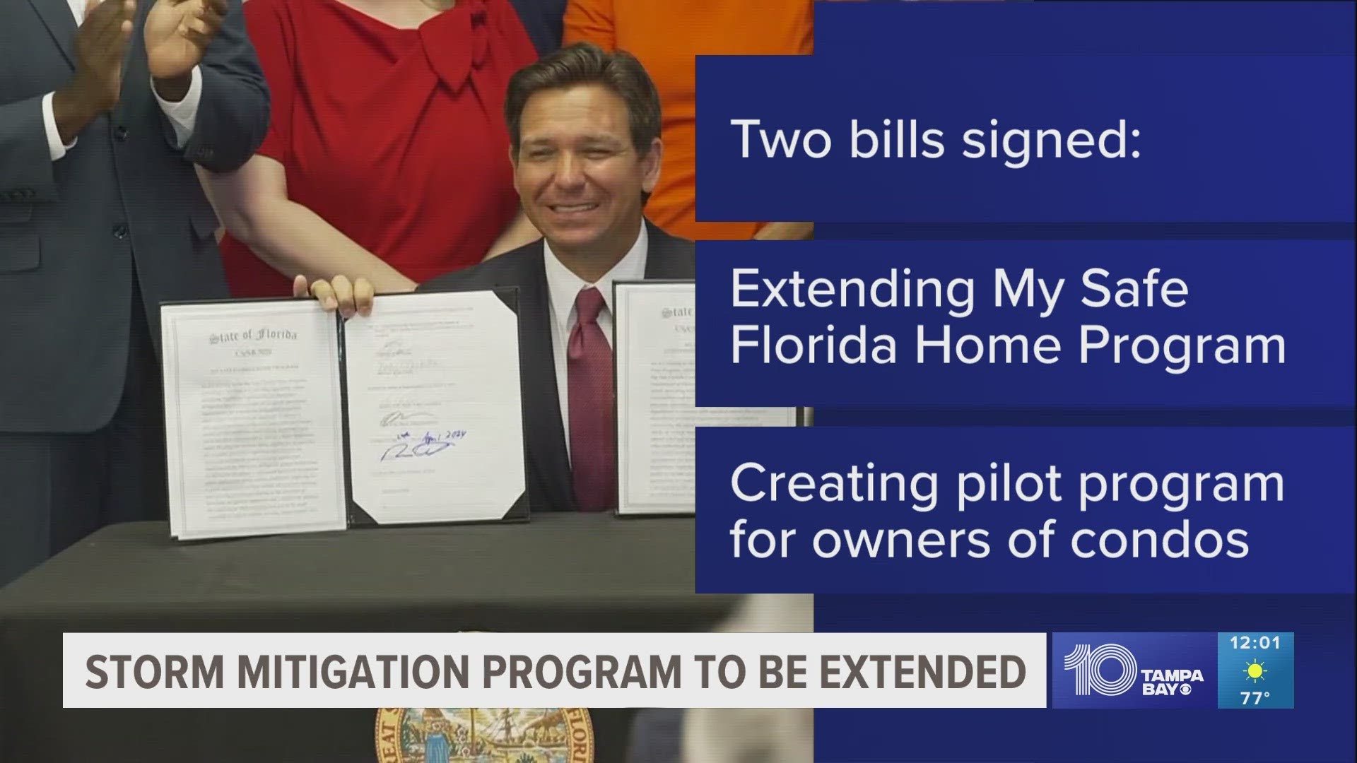 One of the bills gives eligible homeowners free hurricane mitigation inspections and allows them to apply for grant money to make needed improvements.