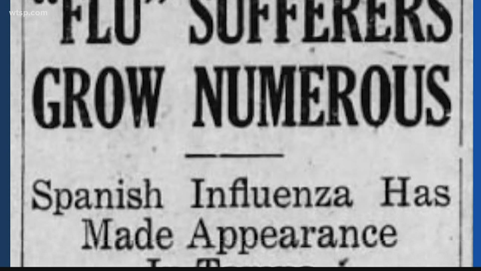 Tampa was the second-largest city in Florida with a population of about 50,000 people. About 300 people in Tampa died from the Spanish flu.