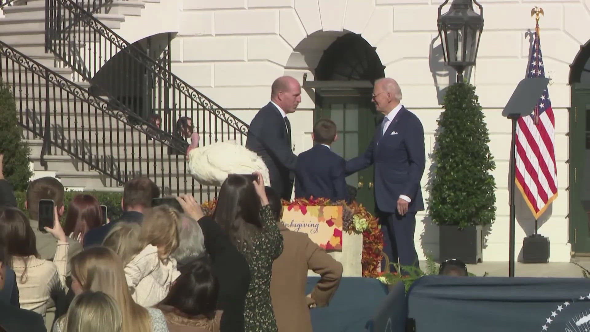 Biden relished the brief ceremony with the pardoned turkeys, named for the official flower of the president's home state of Delaware.