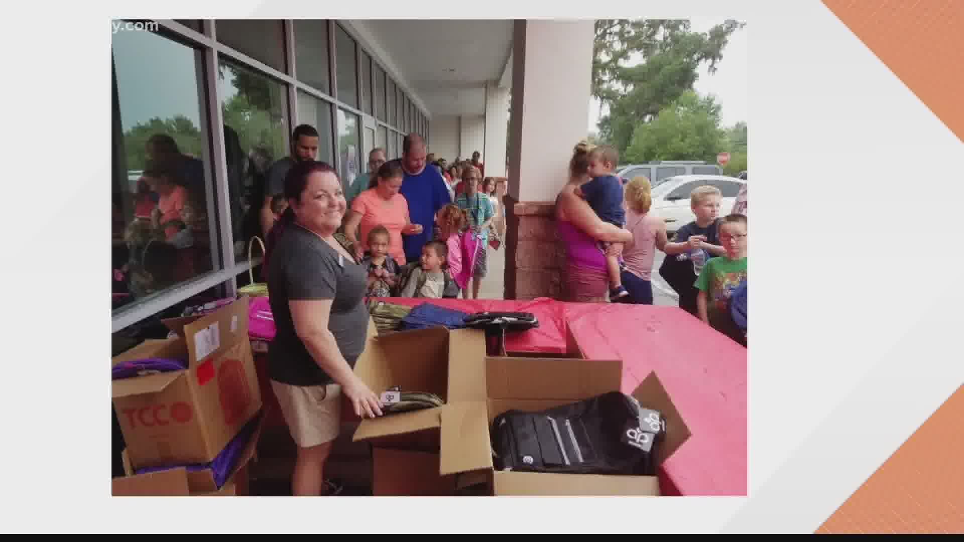 Brooksville's Wireless Zone looked to hand out 180 backpacks filled with school supplies to local students Sunday afternoon.