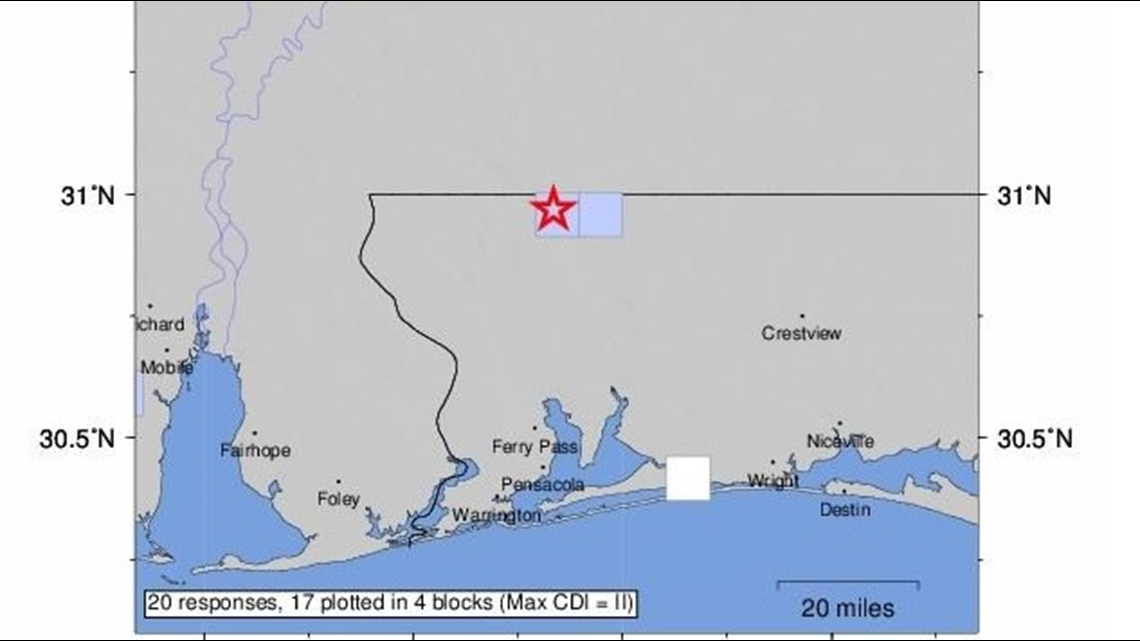 USGS reports rare 2.6 magnitude earthquake near Century, Florida