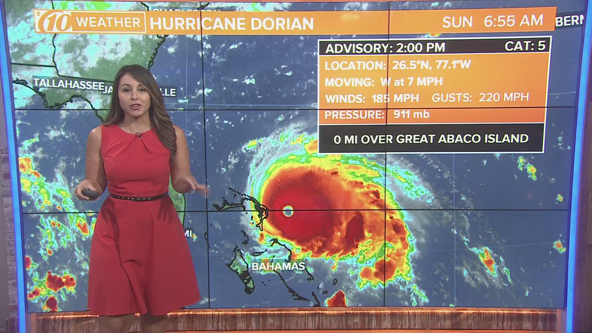 The National Hurricane Center says Hurricane Dorian, now with 185 mph winds, just made landfall in Elbow Cay, Bahamas. The NHC said Dorian is now "heading with all its fury toward Grand Bahama."