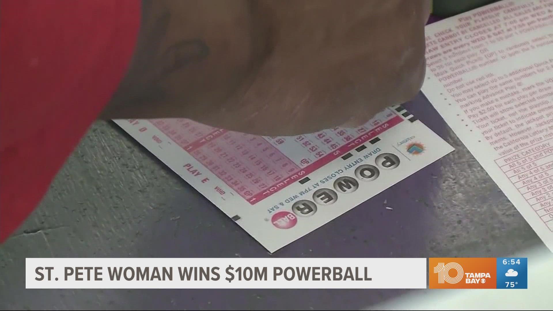 The winning ticket matched all five white balls and the Powerball number from the Double Play drawing.