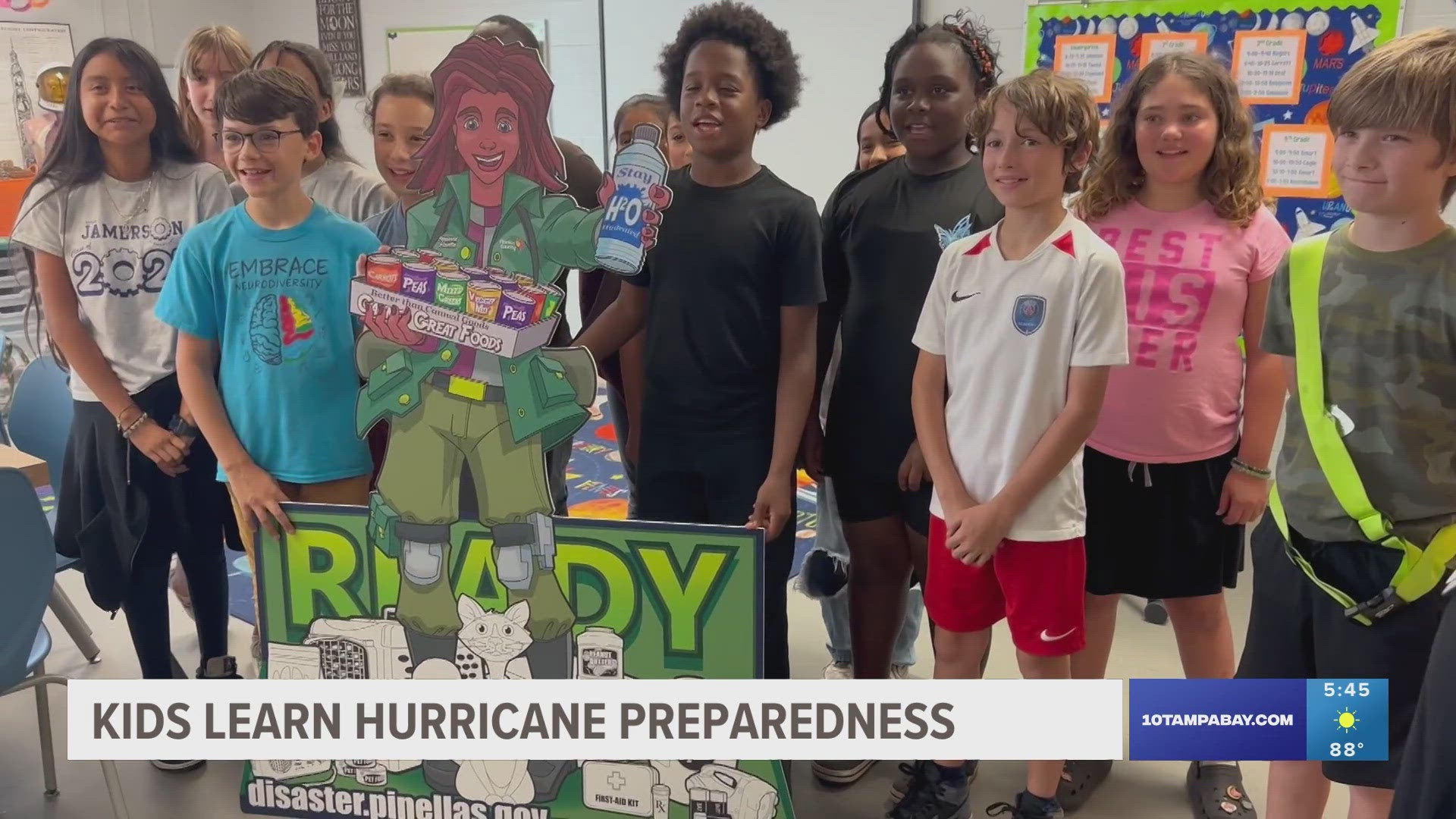 The 5th graders took on the teacher role to help make sure the 1st graders were well-prepared for a hurricane.