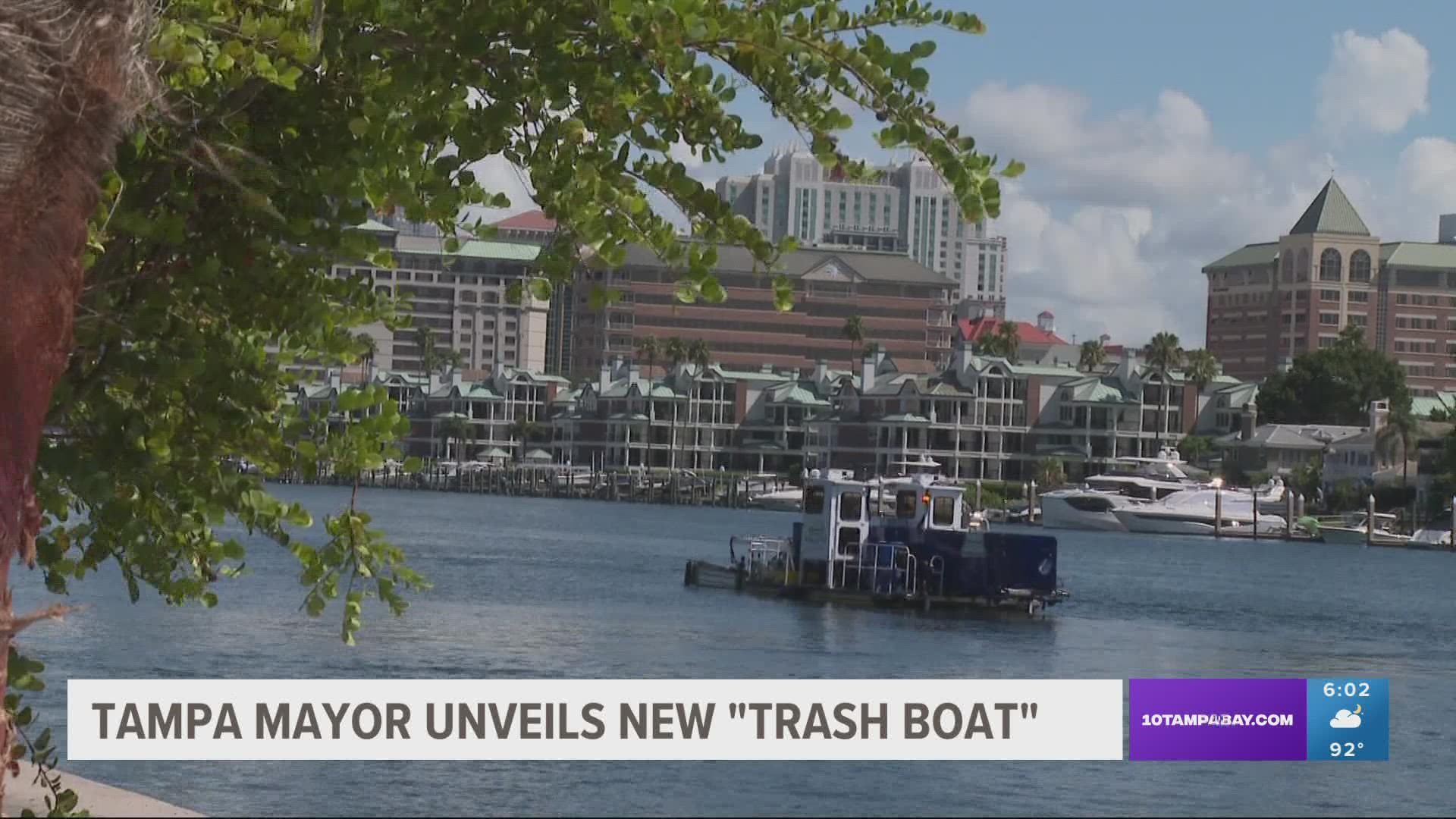 The new trash boat is part of the launch of an initiative called "Keep it Clean, Tampa."