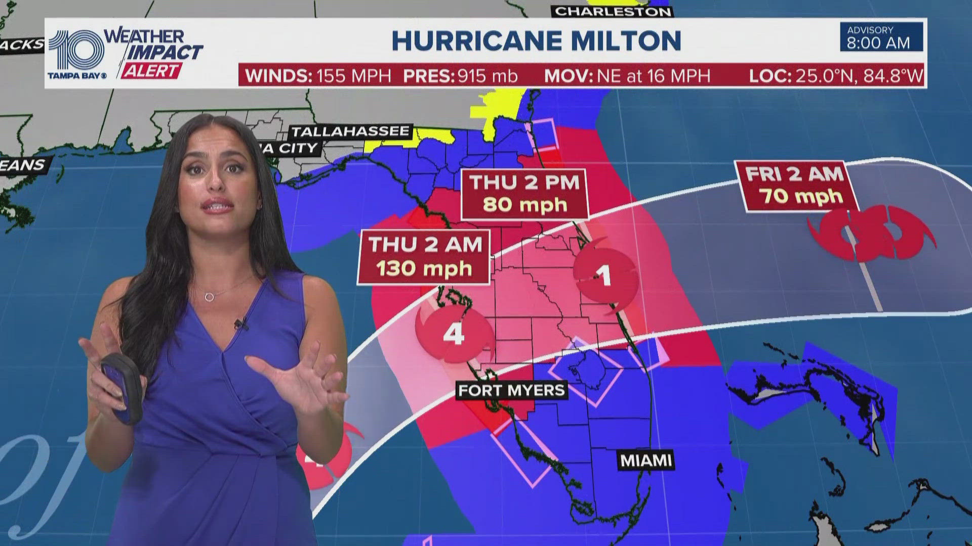 As of the latest 8 a.m. advisory, Hurricane Milton has weakened to a Category 4 hurricane.