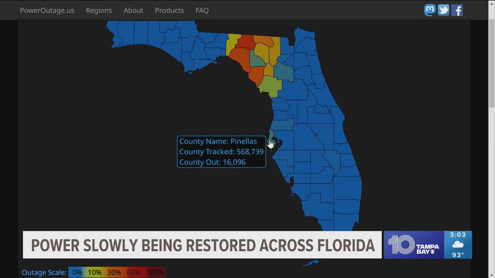 As of Wednesday afternoon, there are still about 12,000 people without power in Pinellas County.