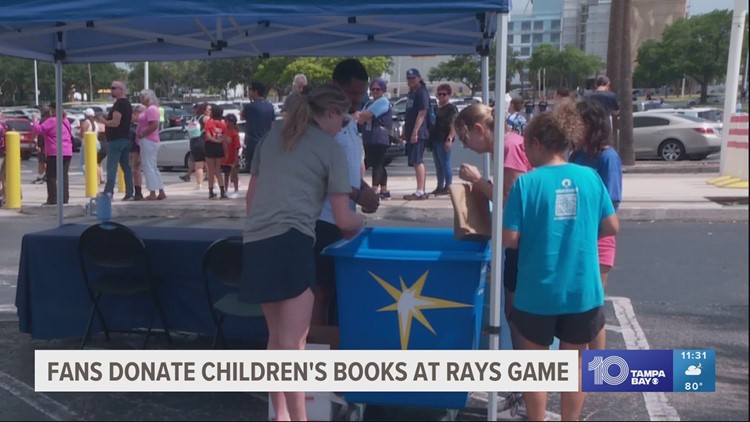 Rays fans donate children's books at home game
