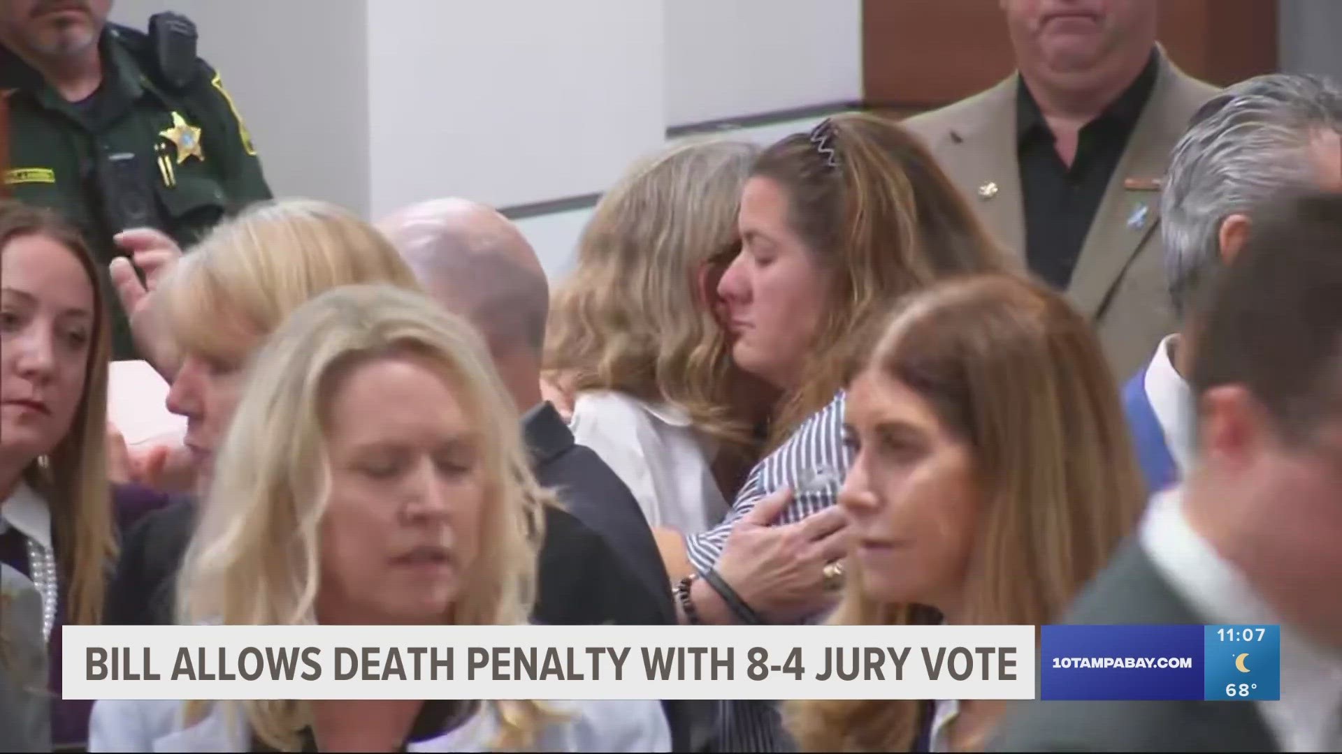 The bills allows for the death penalty with a jury recommendation of at least 8-4 in favor of execution. Previously, the jury needed to be unanimous.
