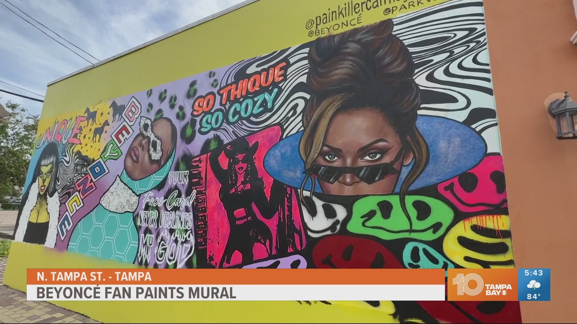 A local super-fan wanted to make sure the singer felt a warm welcome to the city by painting a mural of her.