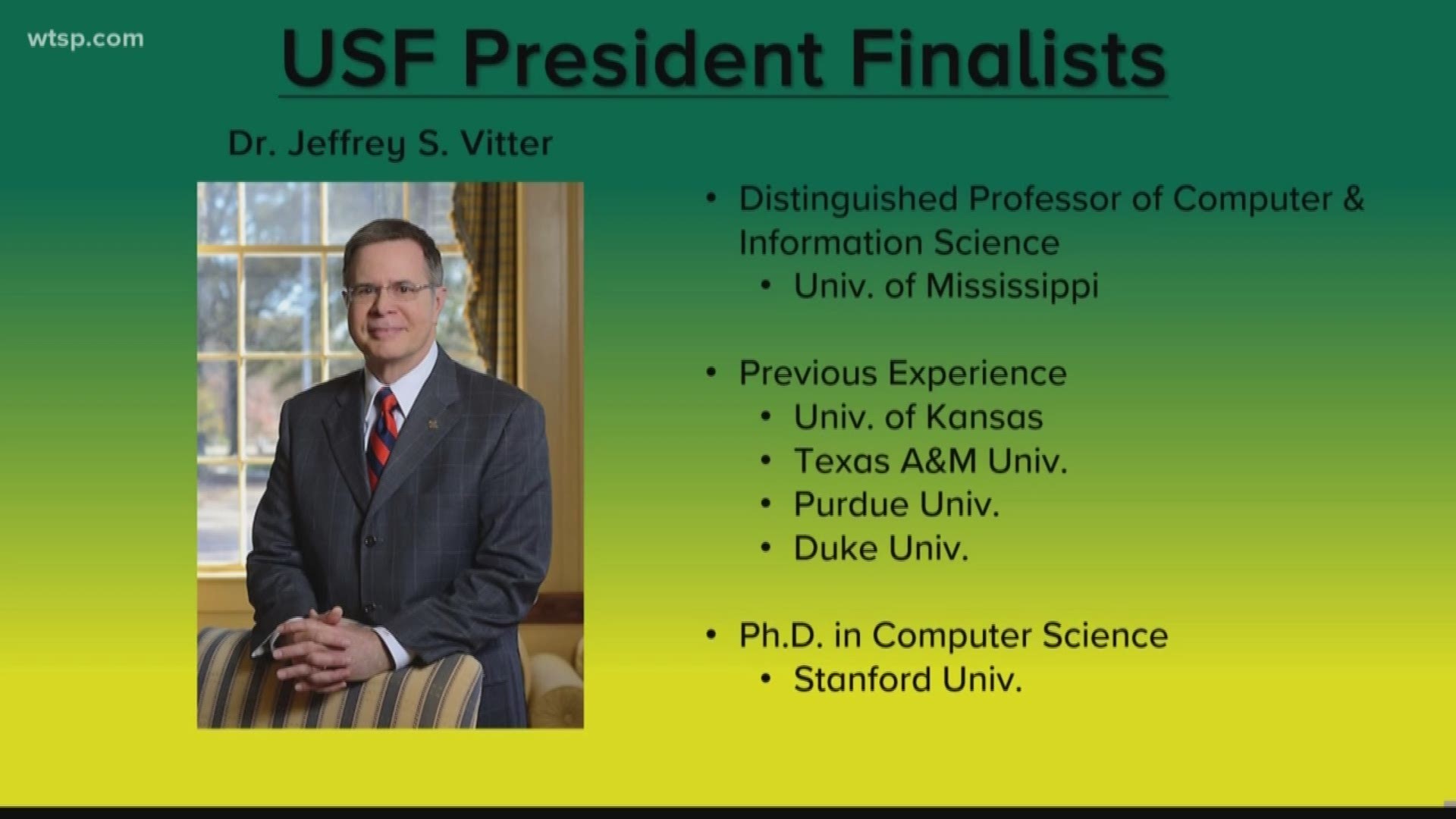 The four finalists are vying to replace outgoing University of South Florida President Judy Genshaft.