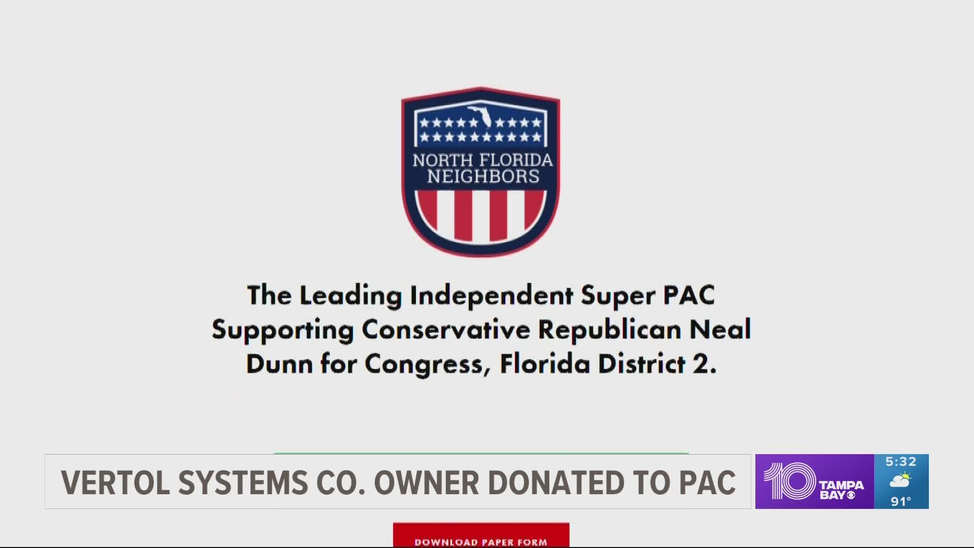 The owner of Vertol Systems Co. contributed thousands in personal and company funds to PAC's and campaigns supporting GOP candidates, according to OpenSecrets.org.