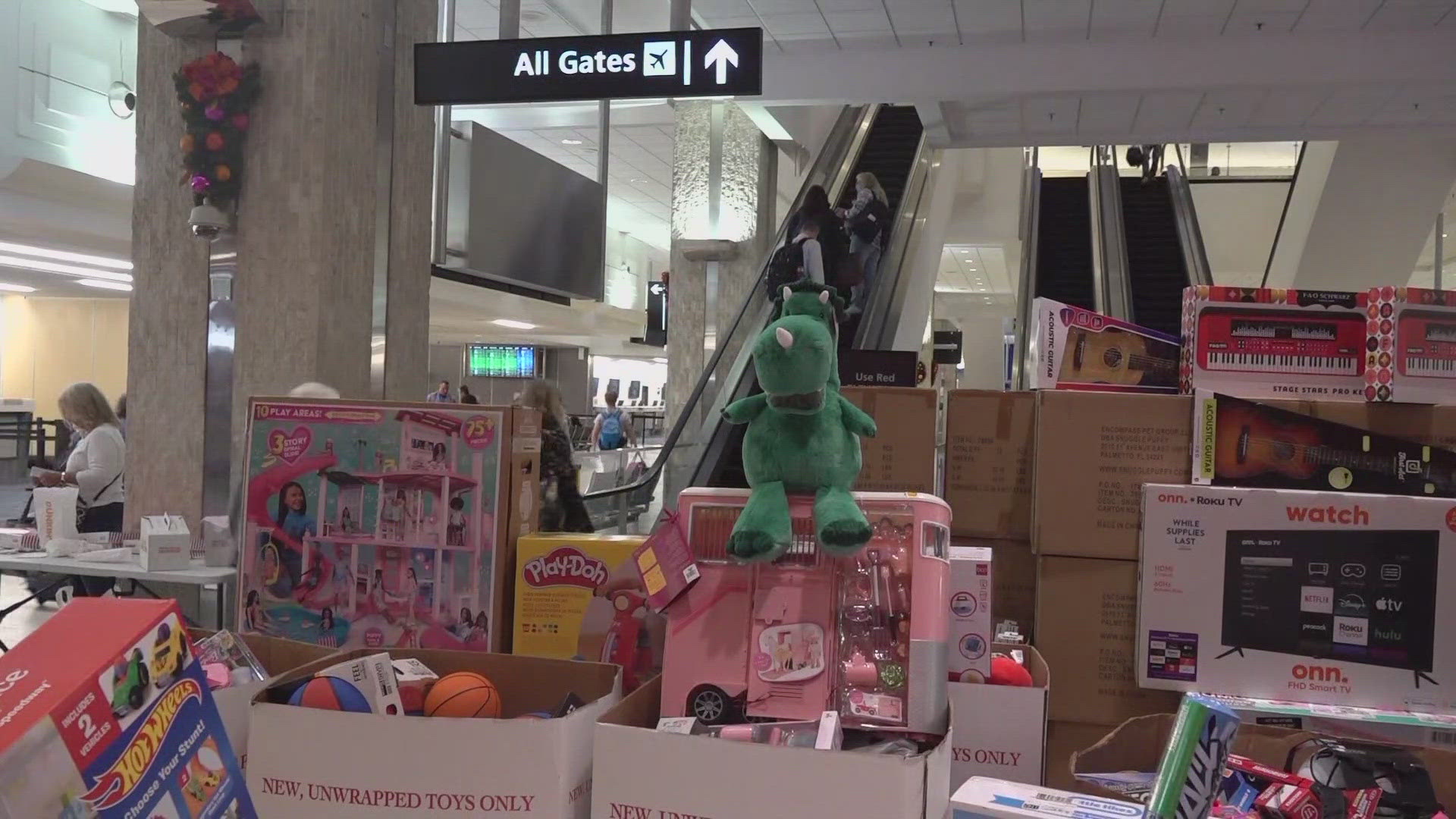 It was a record number of gifts gathered by airport employees, providing a cheery holiday for families in need.