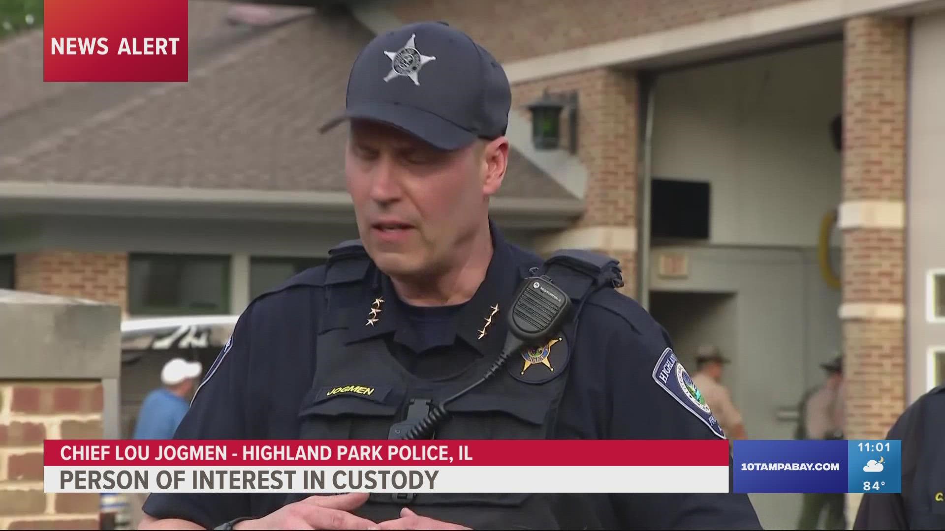 Authorities say they have a "person of interest" in custody for the deadly shooting at a Fourth of July parade in Highland Park, Illinois.