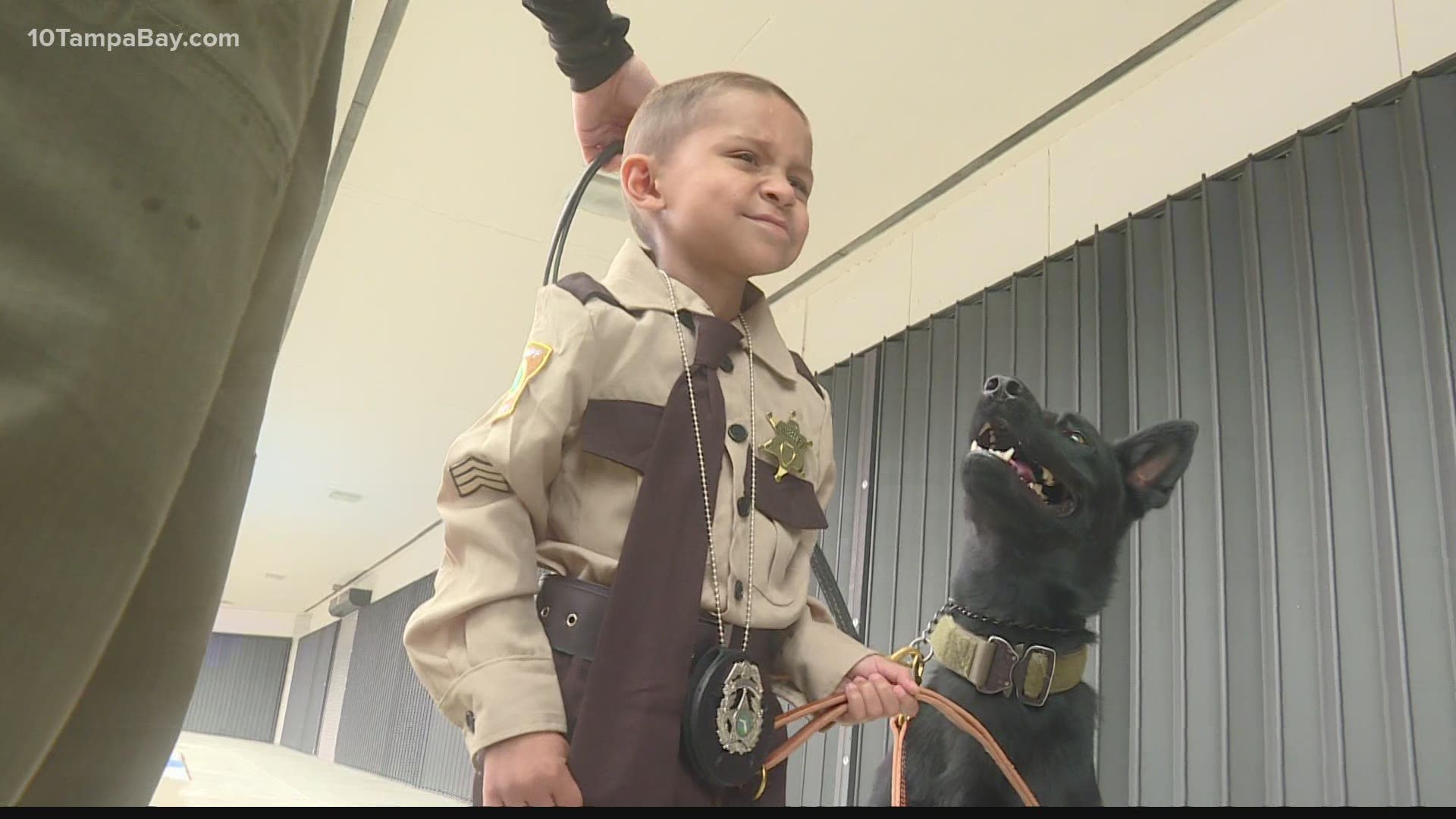 5-year-old Jeremiah got a badge, K-9 training and some new Manatee County deputy friends to help him finish off his cancer treatments strong.