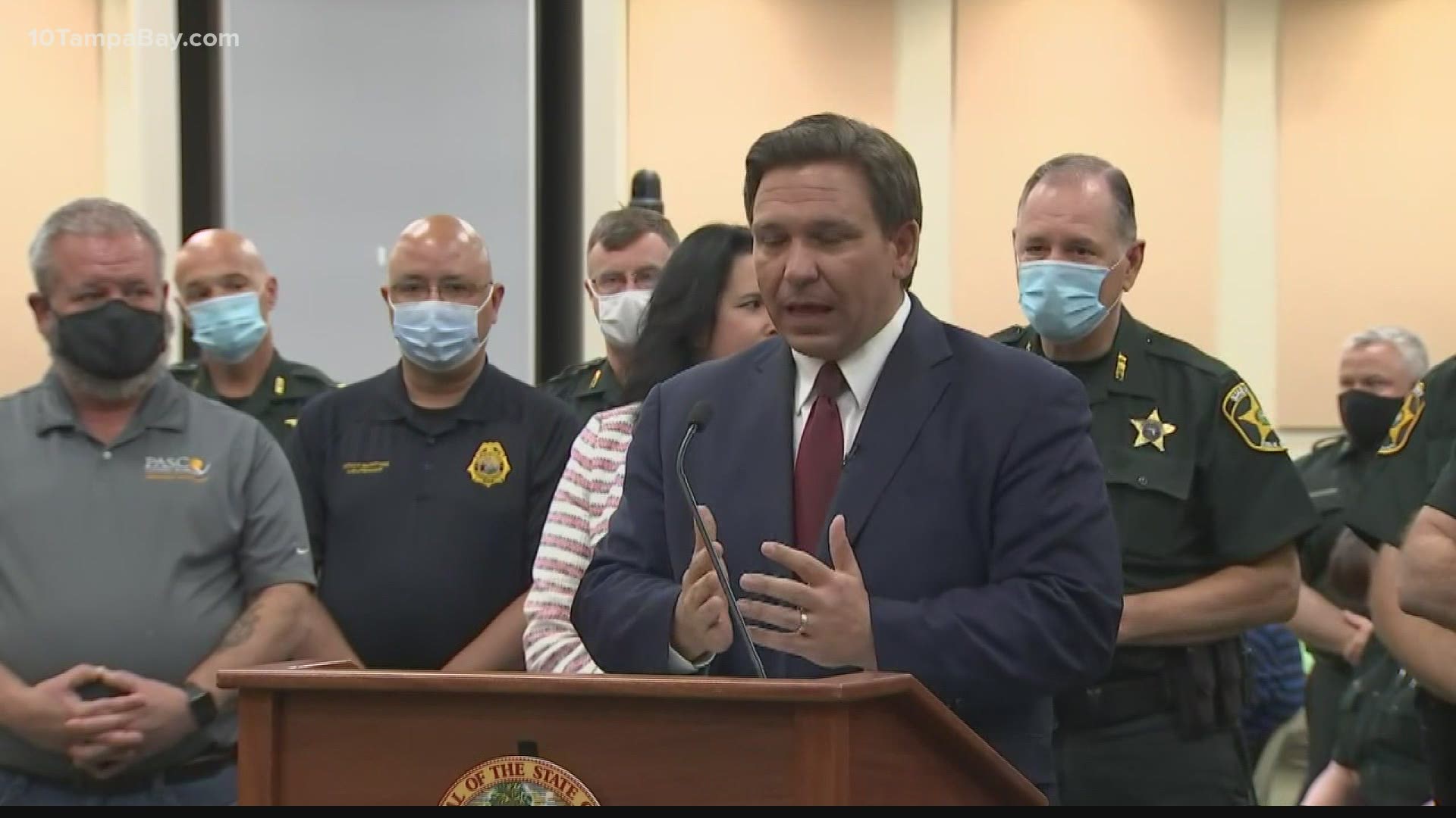 DeSantis made the announcement at an event in Winter Haven, where Polk County Sheriff's Office deputies were receiving the vaccine.