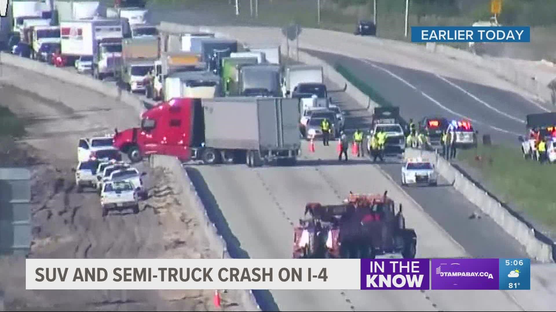 Florida Highway Patrol says there are injuries, but did not give details on how many people were involved.