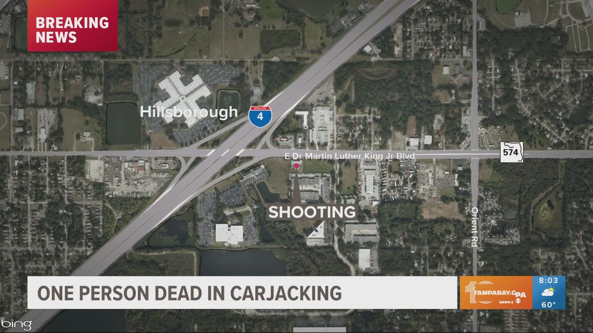 One man is dead after a late-night shooting and carjacking at a Shell gas station in Tampa, the Hillsborough County Sheriff's Office said.