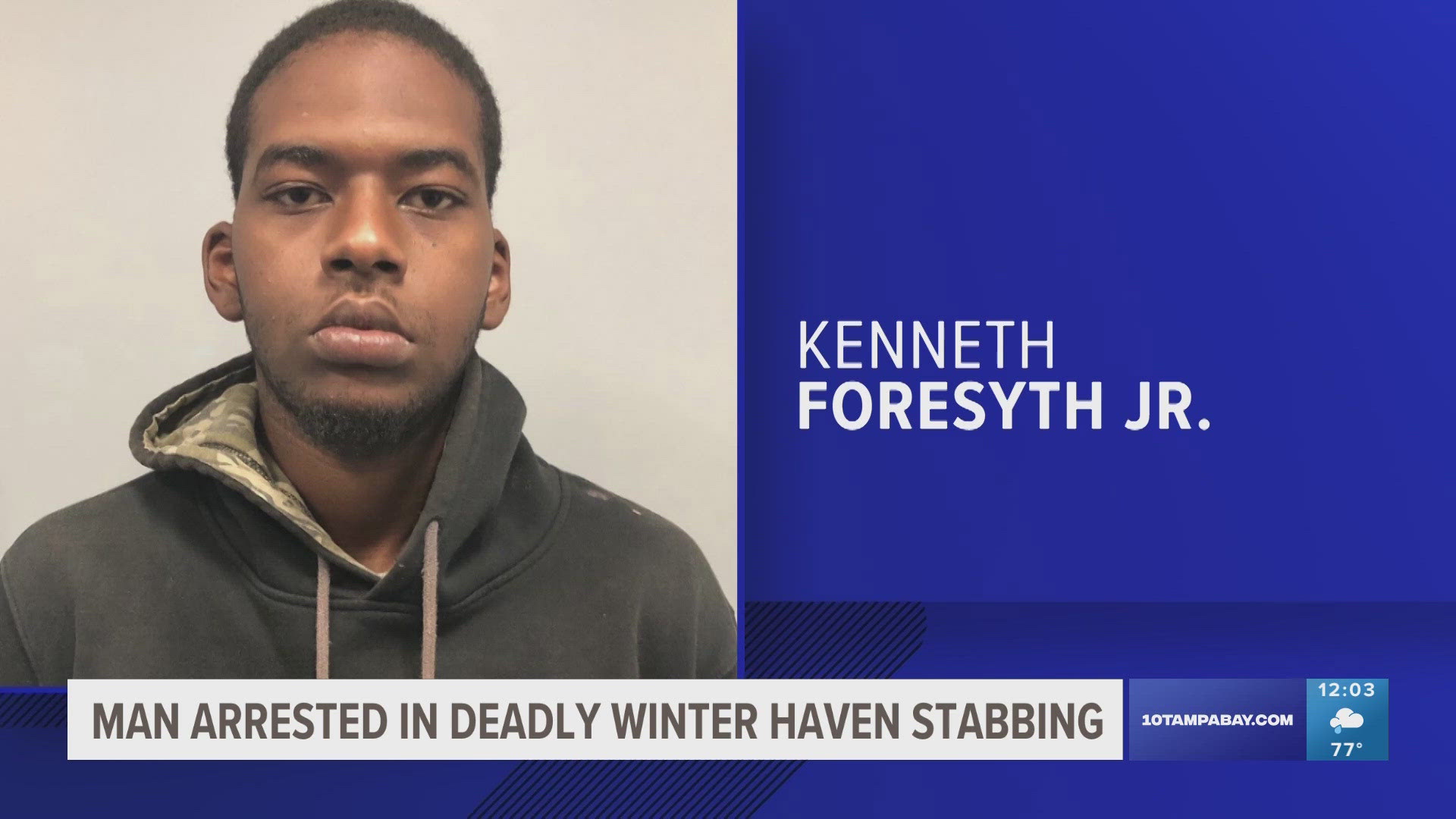 Kenneth Foresyth Jr., 21, was taken into custody Tuesday.