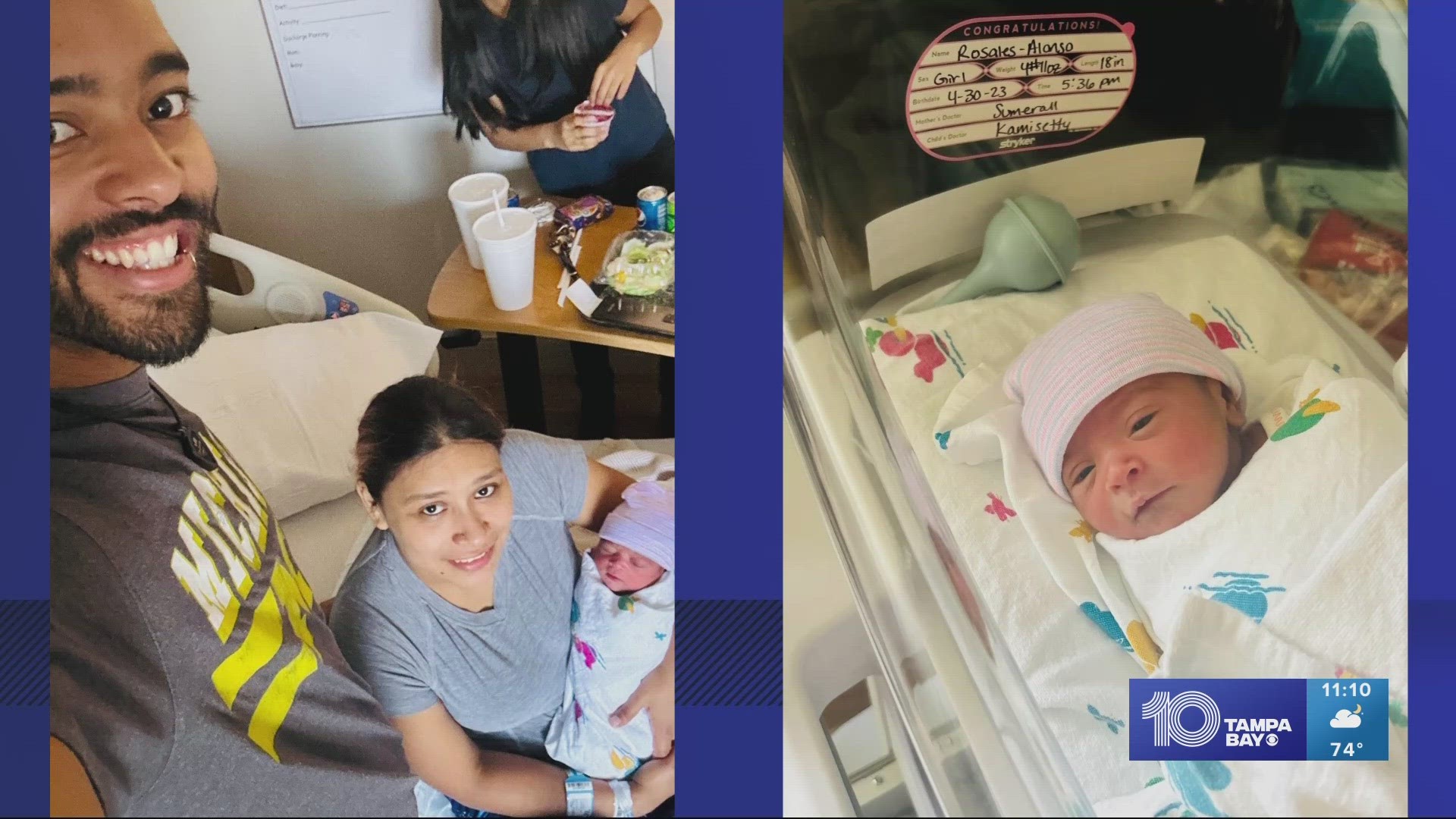 The baby's father, Luis Lopez, said he's grateful to the Hillsborough Sheriff's Department "for having amazing officers that helped us to deliver our baby girl."