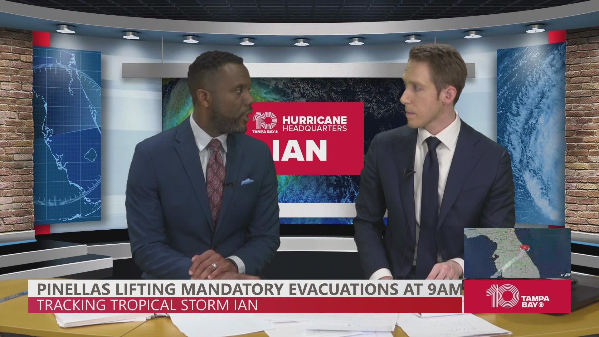 As of the 8 a.m. advisory, Tropical Storm Ian was located about 40 miles east of Orlando, with a northeast movement at 8 mph.