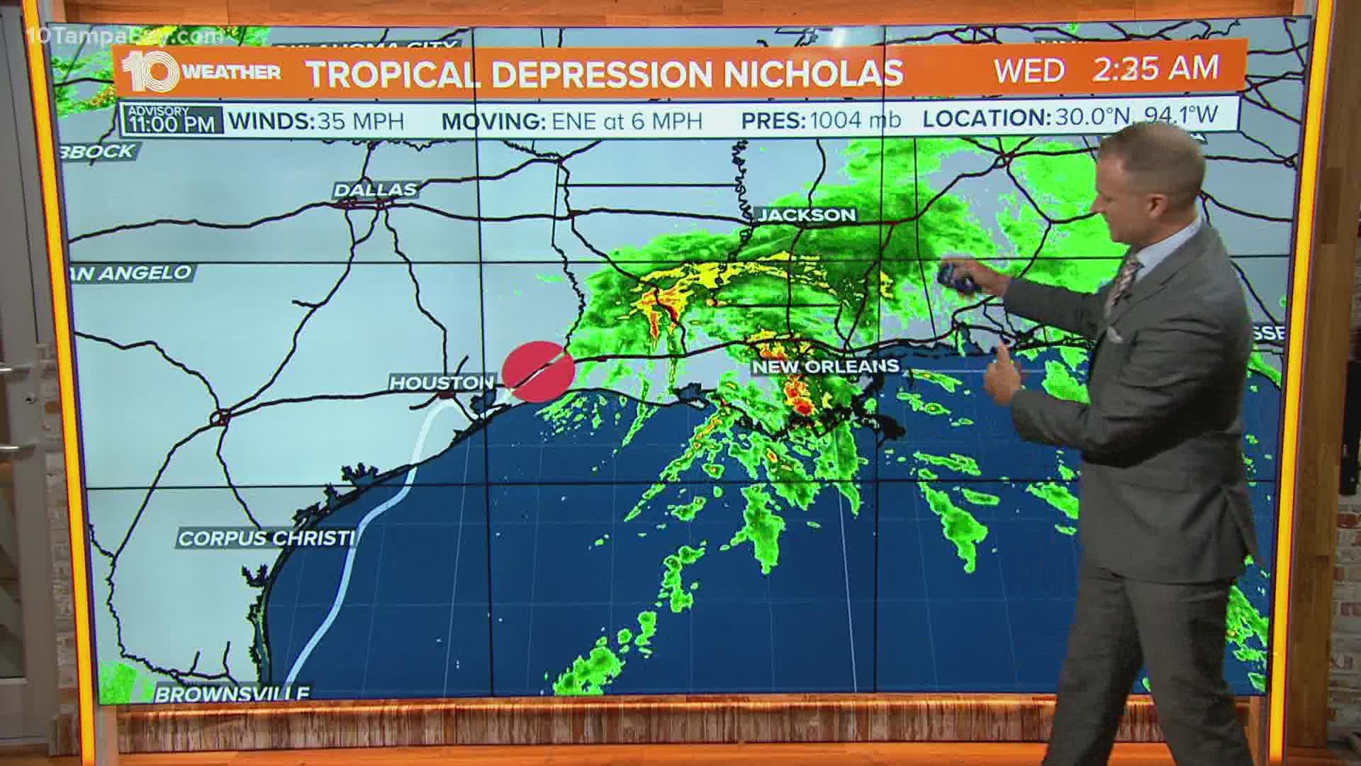 Forecasters said Nicholas could potentially stall over storm-battered Louisiana and bring life-threatening floods across the Deep South over the coming days.