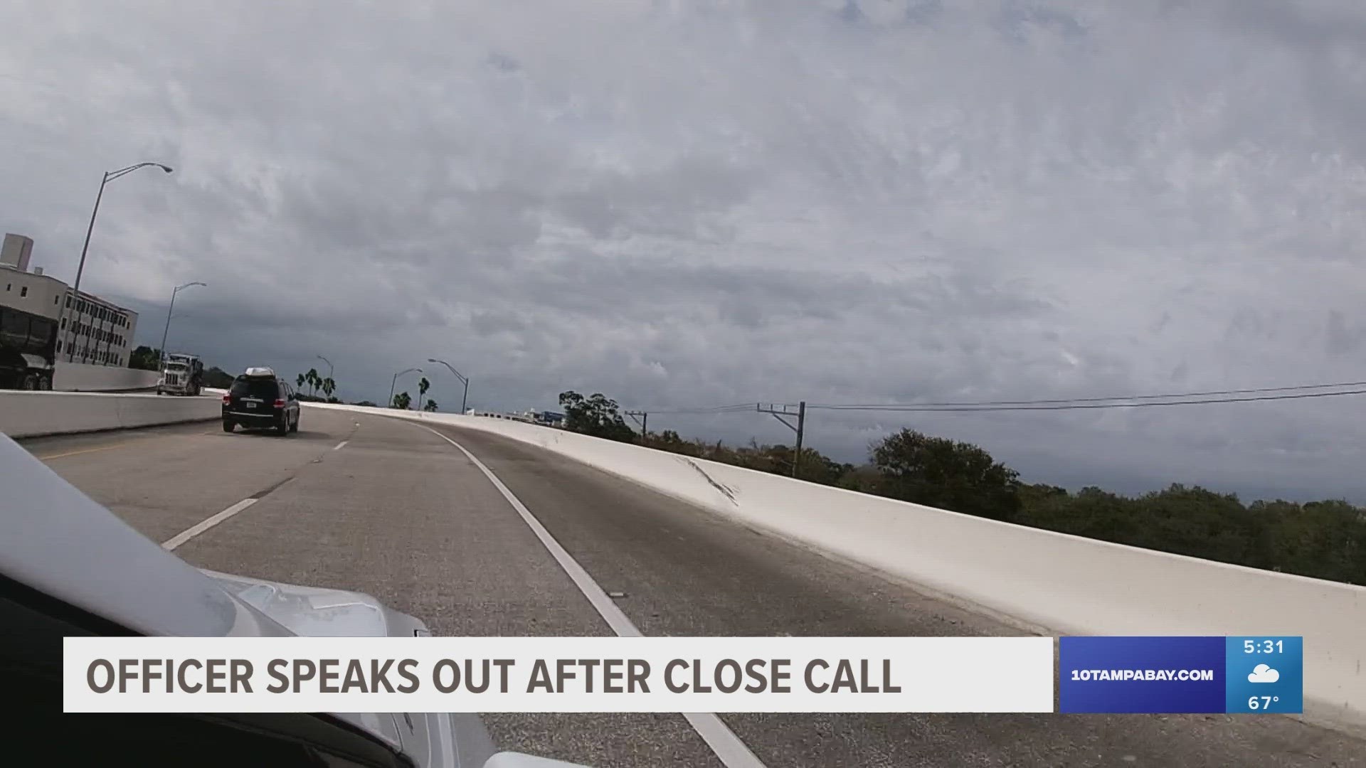 A St. Pete police officer is speaking out after a close call with a driver who didn't move over.