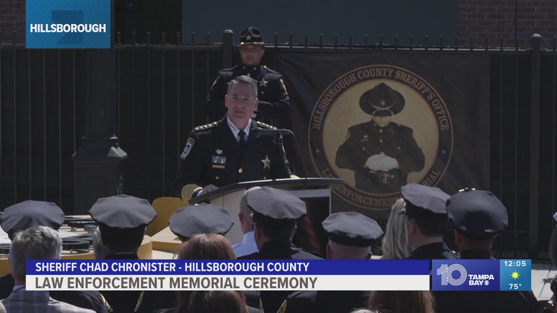 The ceremony included a 21-gun salute and a flyover for the 17 HCSO heroes who lost their lives in the line of duty.