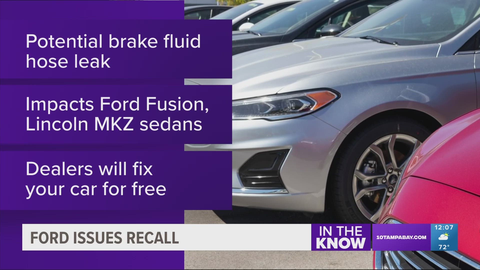 Ford warned the recalled vehicles would take longer to stop if the hoses rupture and leak brake fluid.