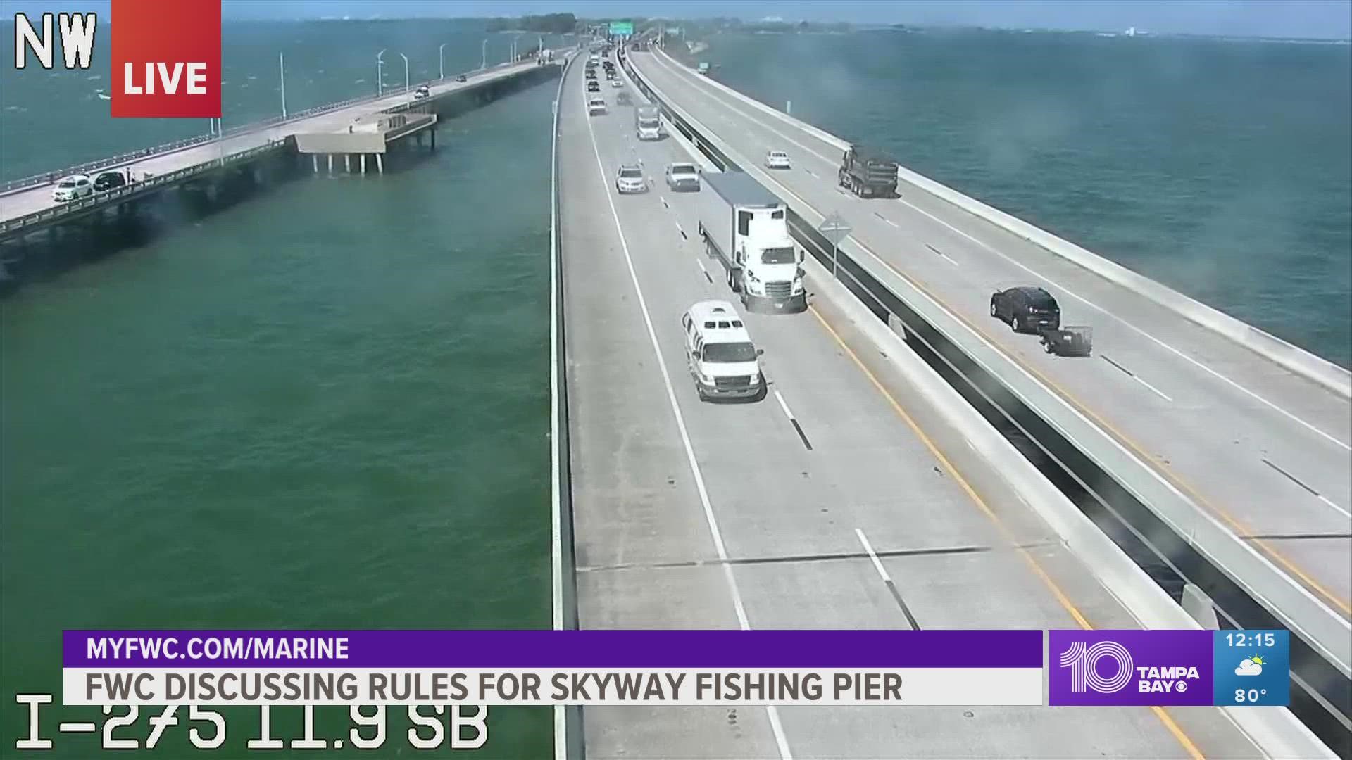 Authorities say hundreds of birds are getting entangled in fishing wires around the pier.