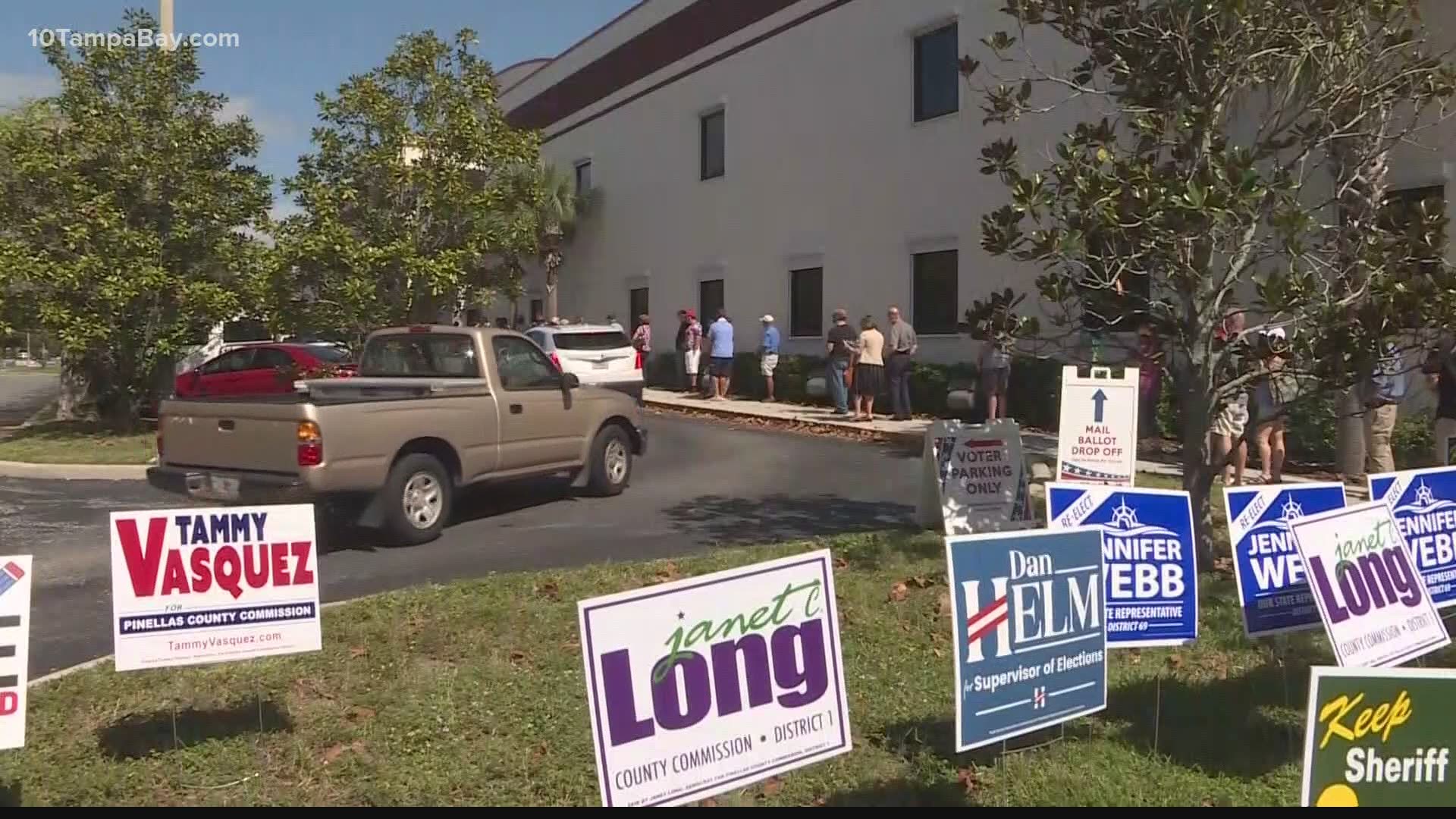 Some Tampa Bay Supervisor of Elections websites show the average wait time at polling places.