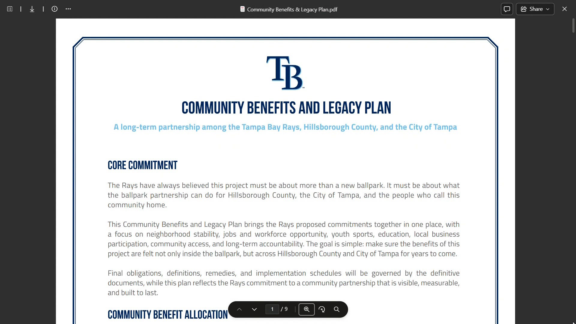Rays unveil community benefits and legacy plan for new stadium project ...