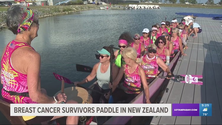 Nathan Benderson Park's Breast Cancer Survivors dragon boat team paddles in New Zealand