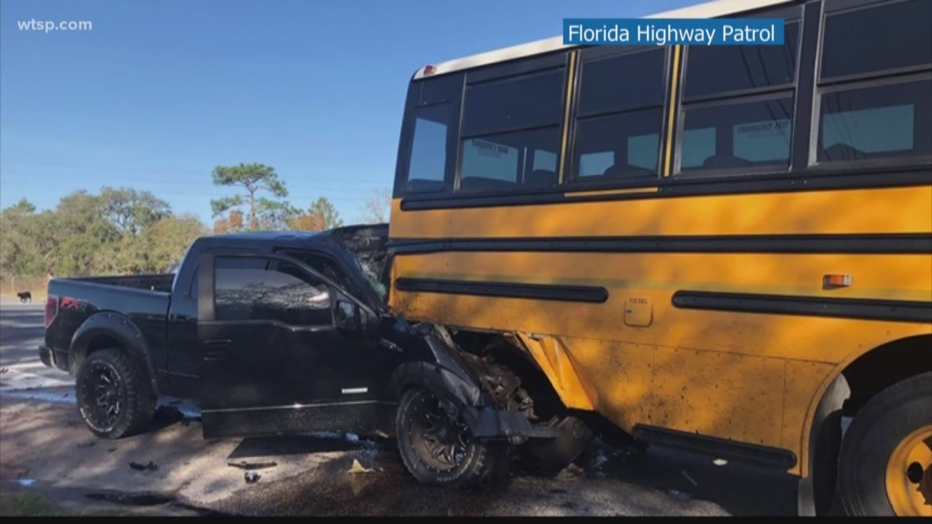 Troopers say 69-year-old Michael James Scott rear-ended the bus, which had stopped to let a person cross the street. 10 children suffered minor injuries.